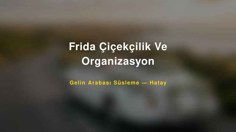 Frida Çiçekçilik Ve Organizasyon Hatay Gelin Arabası Süsleme
