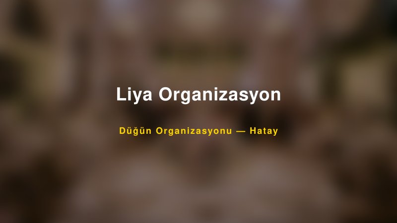 Liya Organizasyon Hatay Düğün Organizasyon Firması